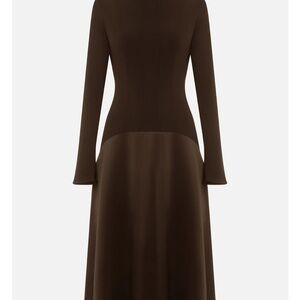 Elegant Long Sleeve Brown Dress